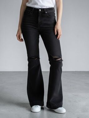 Judy Blue Black Distressed Flare Bell Bottom Jeans Size 3/26